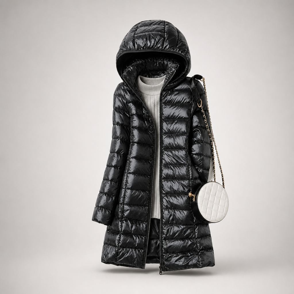 Women's Longline Hooded Padded Jacket with Flattering Fit - 5 - Stylewhipped