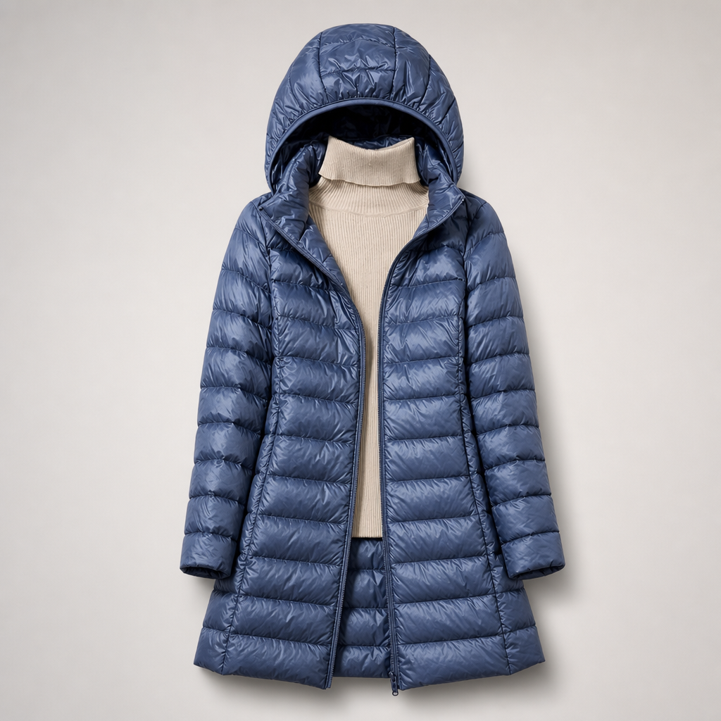 Women's Longline Hooded Padded Jacket with Flattering Fit - 6 - Stylewhipped