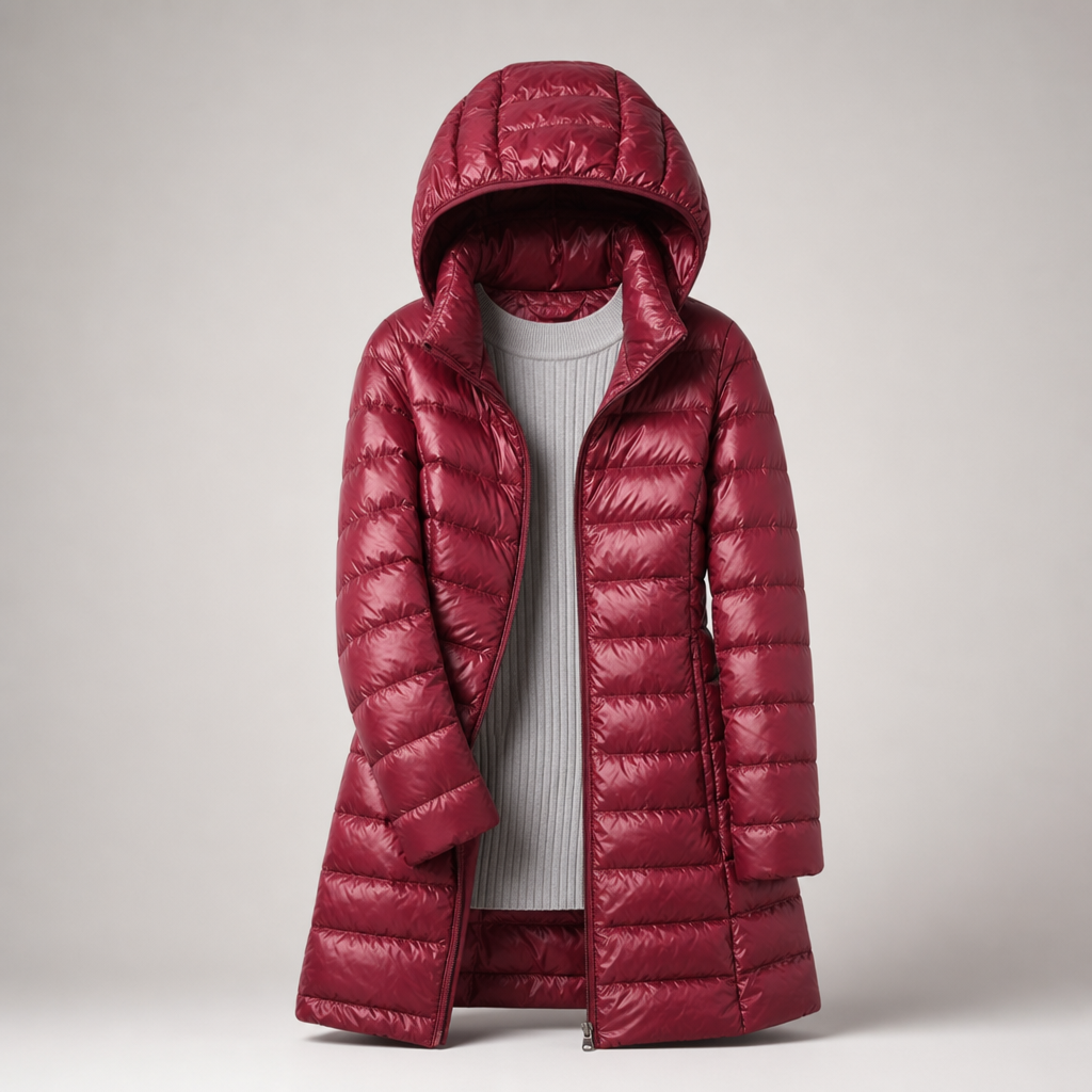Women's Longline Hooded Padded Jacket with Flattering Fit - 8 - Stylewhipped