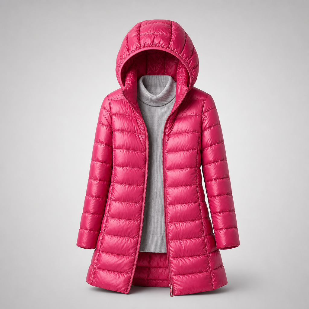 Women's Longline Hooded Padded Jacket with Flattering Fit - 9 - Stylewhipped