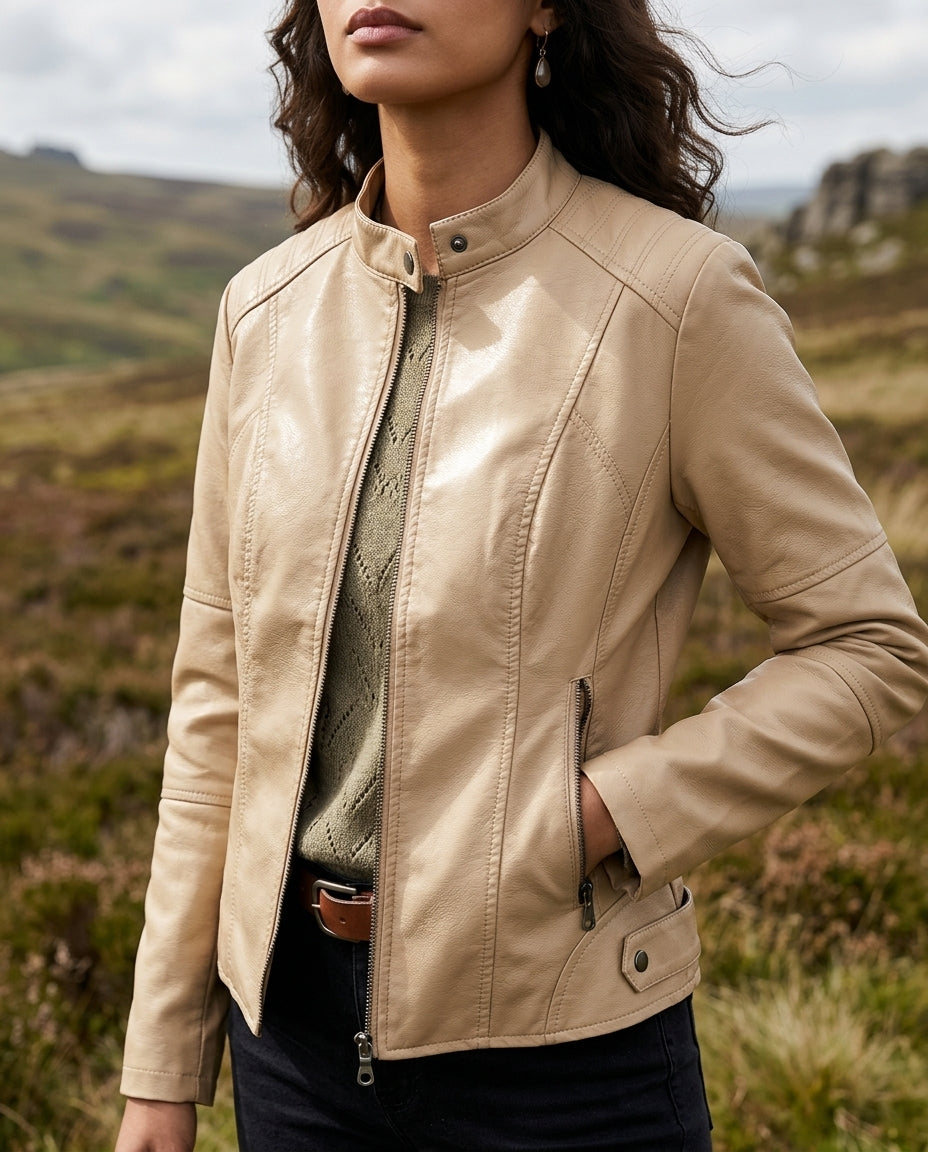 Women's Jacket with Tailored Fit and Stand-Up Collar - 2 - Stylewhipped