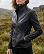 Women's Jacket with Tailored Fit and Stand-Up Collar - 4 - Stylewhipped