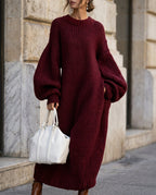 Maxi Dress Women's Relaxed Fit with Balloon Sleeves and Pockets - 1 - Stylewhipped