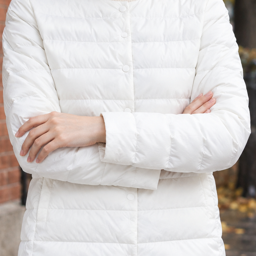 Padded Jacket Women's Straight Silhouette with Snap Button Closure - 2 - Stylewhipped