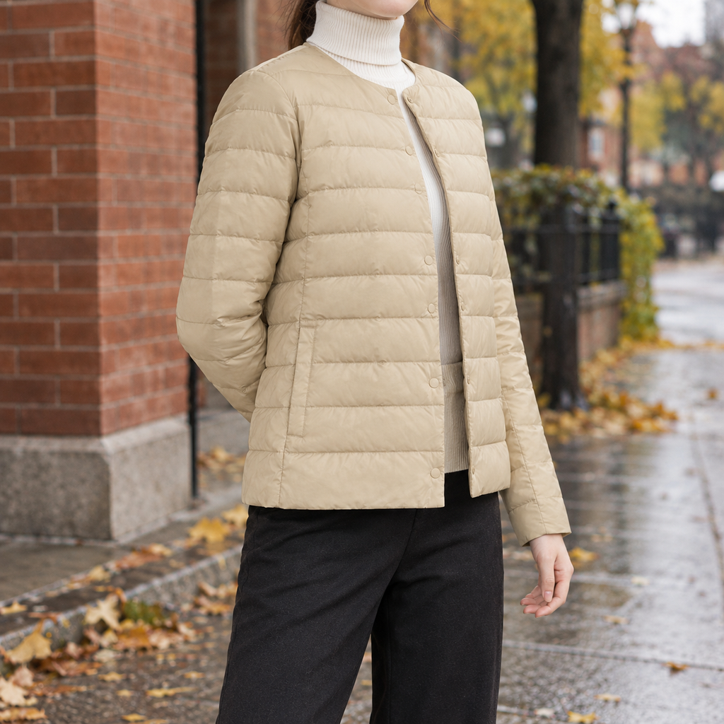Padded Jacket Women's Straight Silhouette with Snap Button Closure - 7 - Stylewhipped