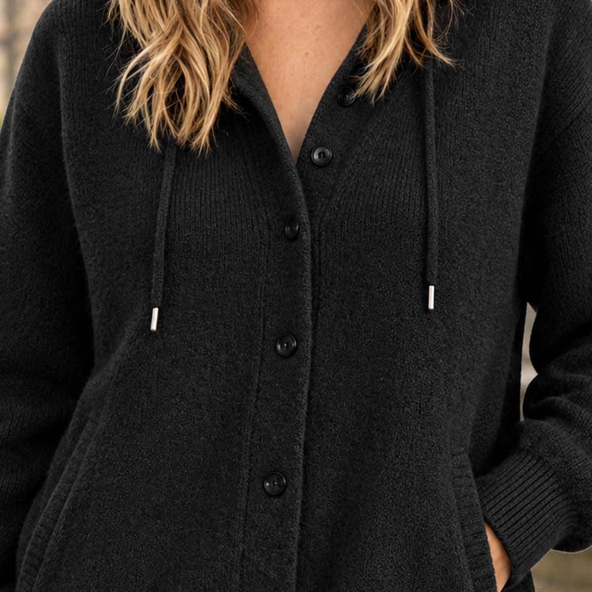 Hooded Cardigan Women Relaxed Fit with Button Front - 2 - Stylewhipped