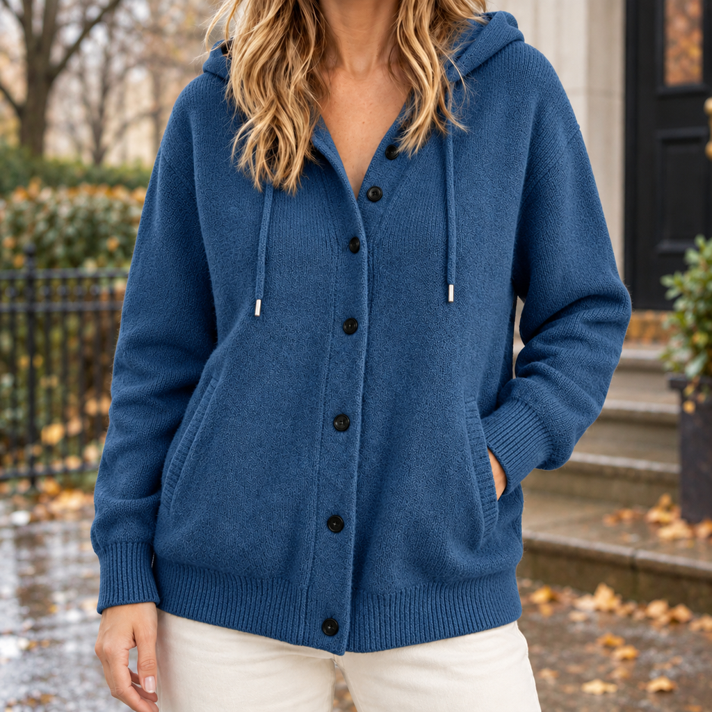 Hooded Cardigan Women Relaxed Fit with Button Front - 3 - Stylewhipped