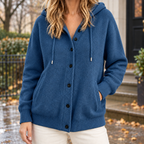 Hooded Cardigan Women Relaxed Fit with Button Front - 3 - Stylewhipped