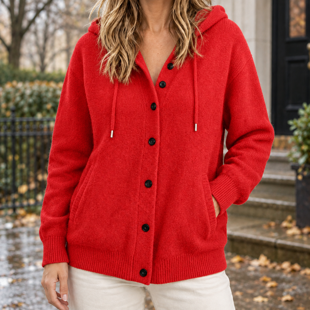 Hooded Cardigan Women Relaxed Fit with Button Front - 4 - Stylewhipped
