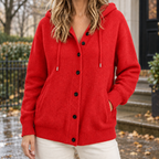Hooded Cardigan Women Relaxed Fit with Button Front - 4 - Stylewhipped