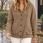 Hooded Cardigan Women Relaxed Fit with Button Front - 6 - Stylewhipped