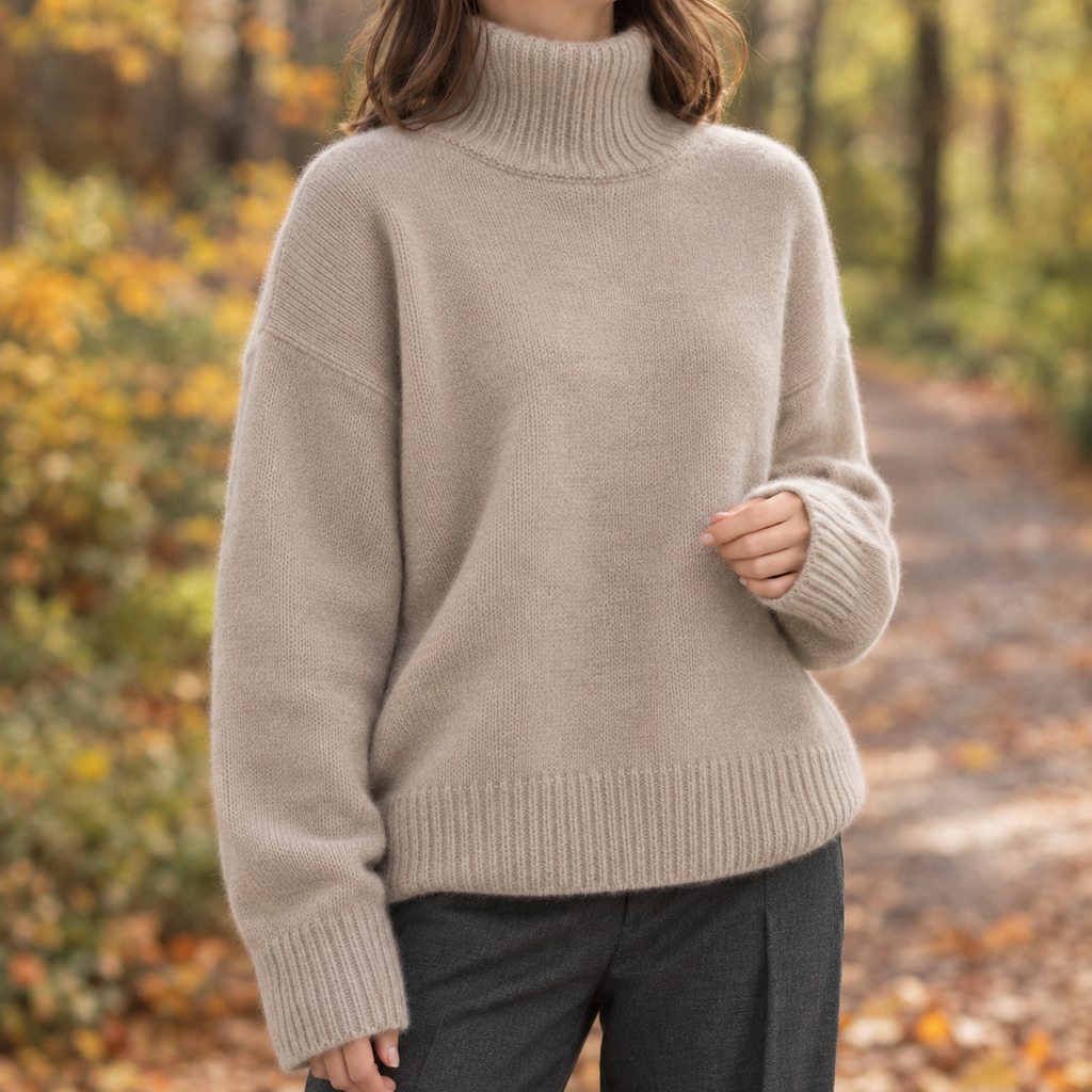 Women's High Neck Pullover - Relaxed Fit with Extended Sleeves - 4 - Stylewhipped