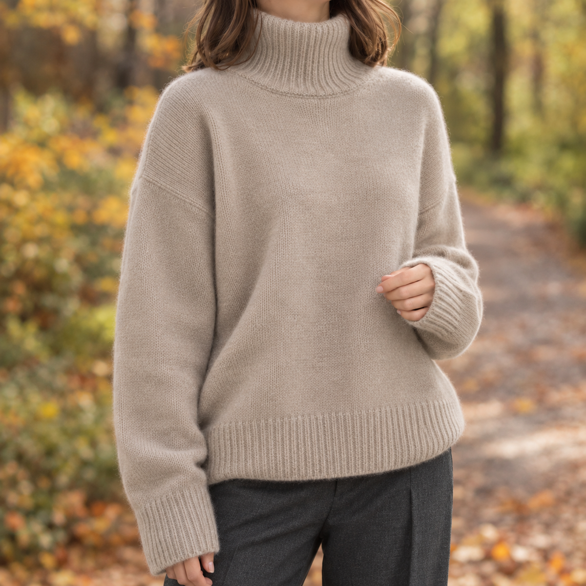 Women's High Neck Pullover - Relaxed Fit with Extended Sleeves - 4 - Stylewhipped