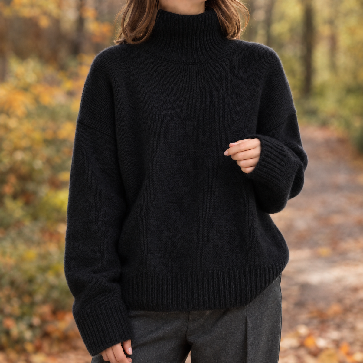 Women's High Neck Pullover - Relaxed Fit with Extended Sleeves - 5 - Stylewhipped