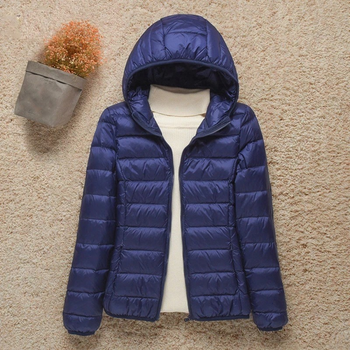 Puffer Jacket Women's Hooded Lightweight Casual Warmth - 2 - Stylewhipped