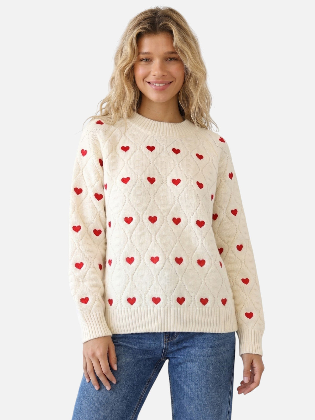 Heart Motif Women's Pullover | Classic Fit and Charming Design | S&W - 1 - Stylewhipped