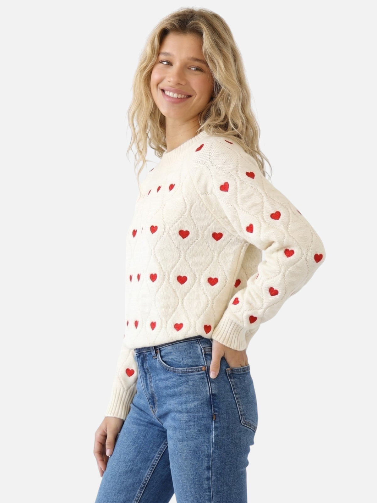 Heart Motif Women's Pullover | Classic Fit and Charming Design | S&W - 2 - Stylewhipped