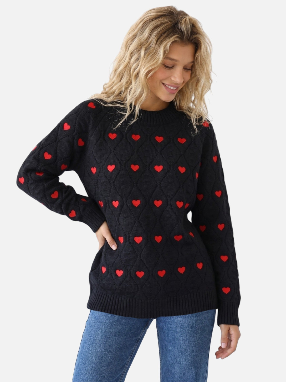 Heart Motif Women's Pullover | Classic Fit and Charming Design | S&W - 4 - Stylewhipped