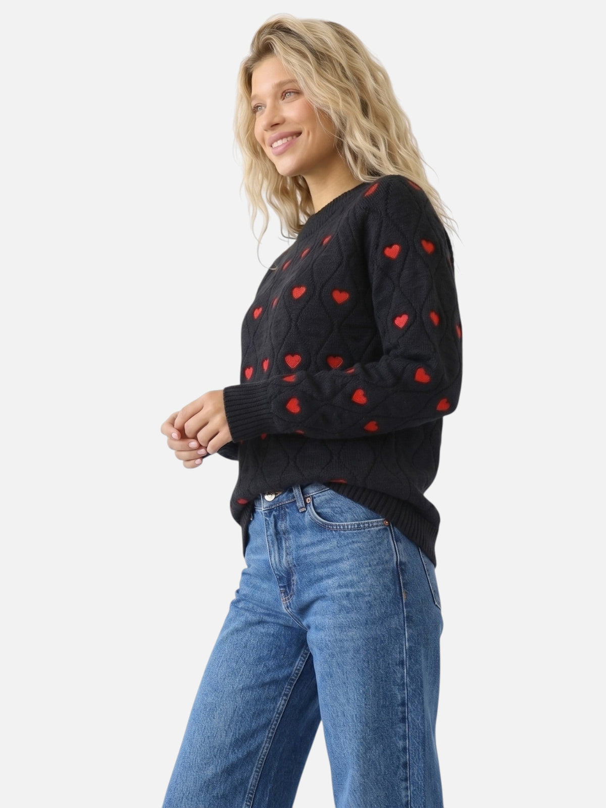 Heart Motif Women's Pullover | Classic Fit and Charming Design | S&W - 5 - Stylewhipped
