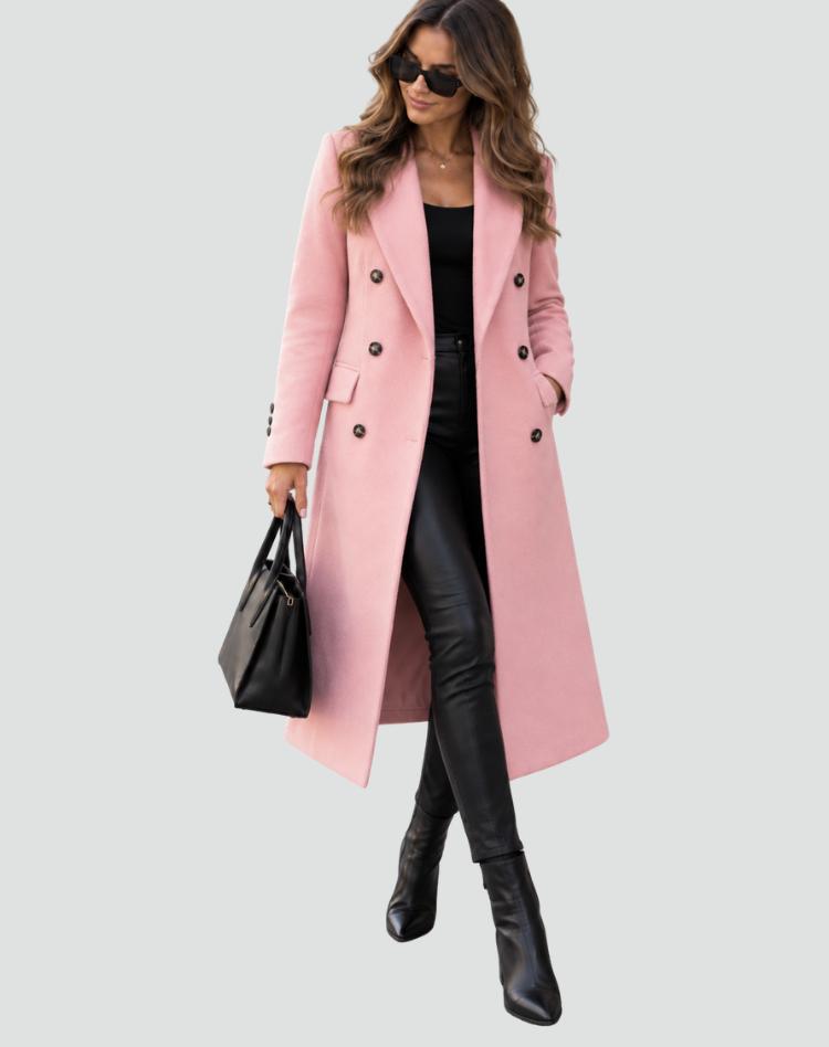 Double Breasted Coat Women's Tailored Fit with Elegant Buttons - 2 - Stylewhipped