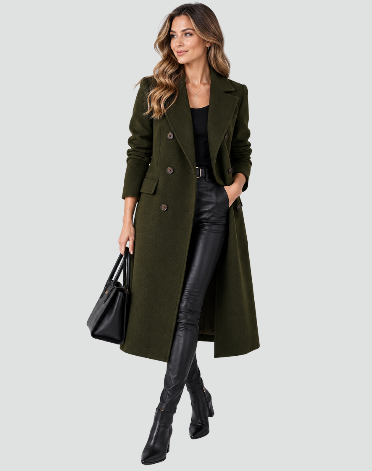 Double Breasted Coat Women's Tailored Fit with Elegant Buttons - 4 - Stylewhipped