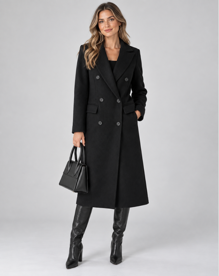 Double Breasted Coat Women's Tailored Fit with Elegant Buttons - 5 - Stylewhipped