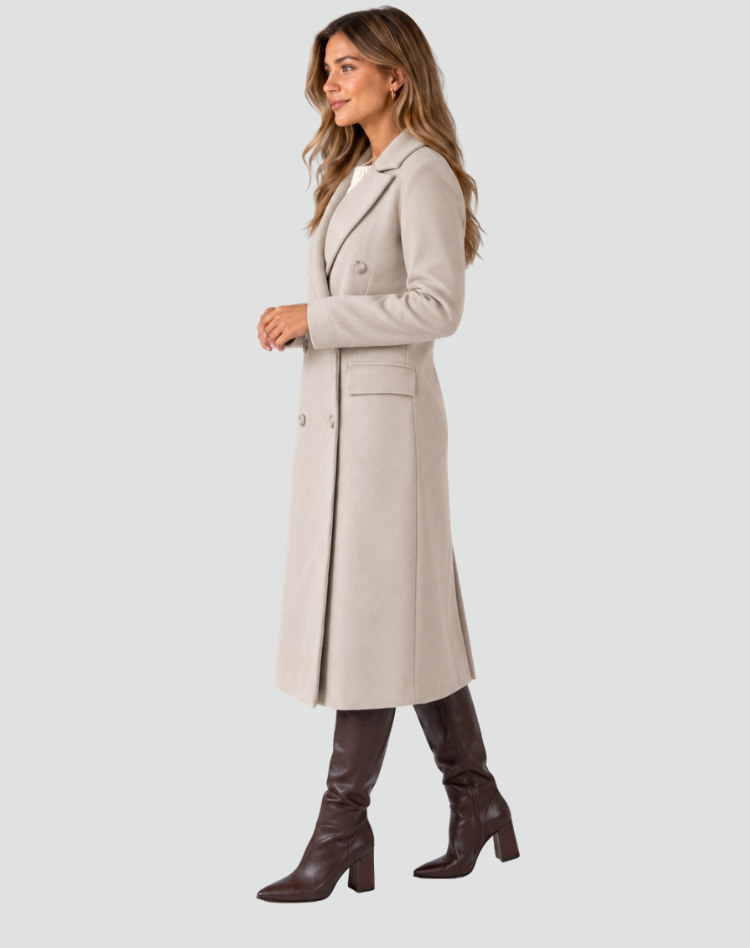 Double Breasted Coat Women's Tailored Fit with Elegant Buttons - 10 - Stylewhipped
