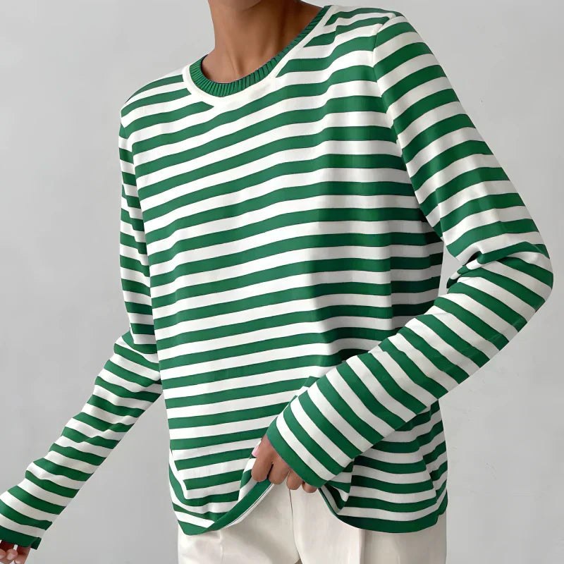 Striped Pullover Women's Long Sleeve Top | S&W - 2 - Stylewhipped