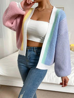 Chunky Cardigan for Women | Relaxed Fit with Colour Block Design | S&W - 1 - Stylewhipped