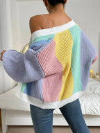 Chunky Cardigan for Women | Relaxed Fit with Colour Block Design | S&W - 2 - Stylewhipped