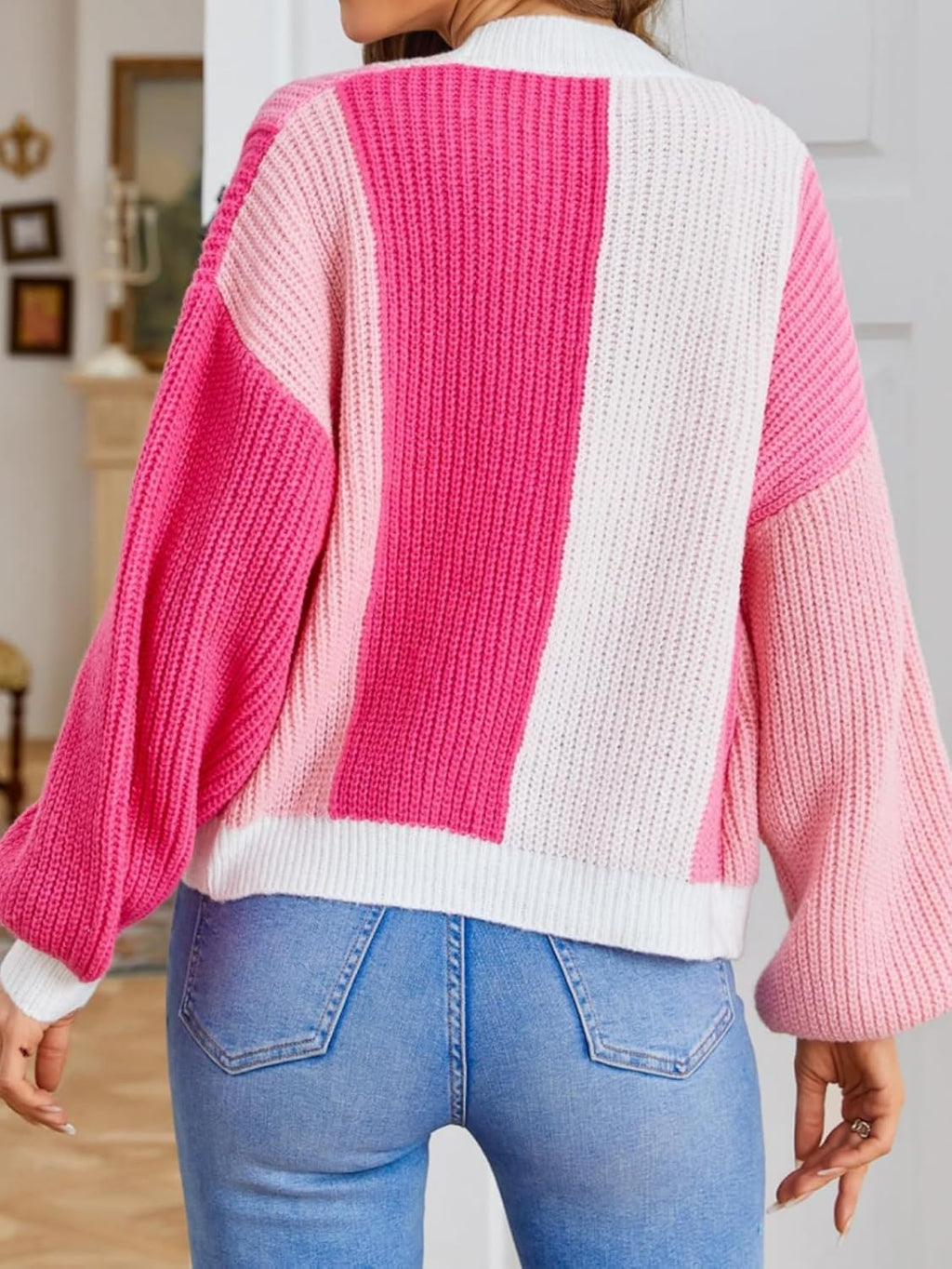 Chunky Cardigan for Women | Relaxed Fit with Colour Block Design | S&W - 5 - Stylewhipped