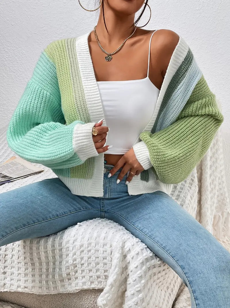 Chunky Cardigan for Women | Relaxed Fit with Colour Block Design | S&W - 9 - Stylewhipped