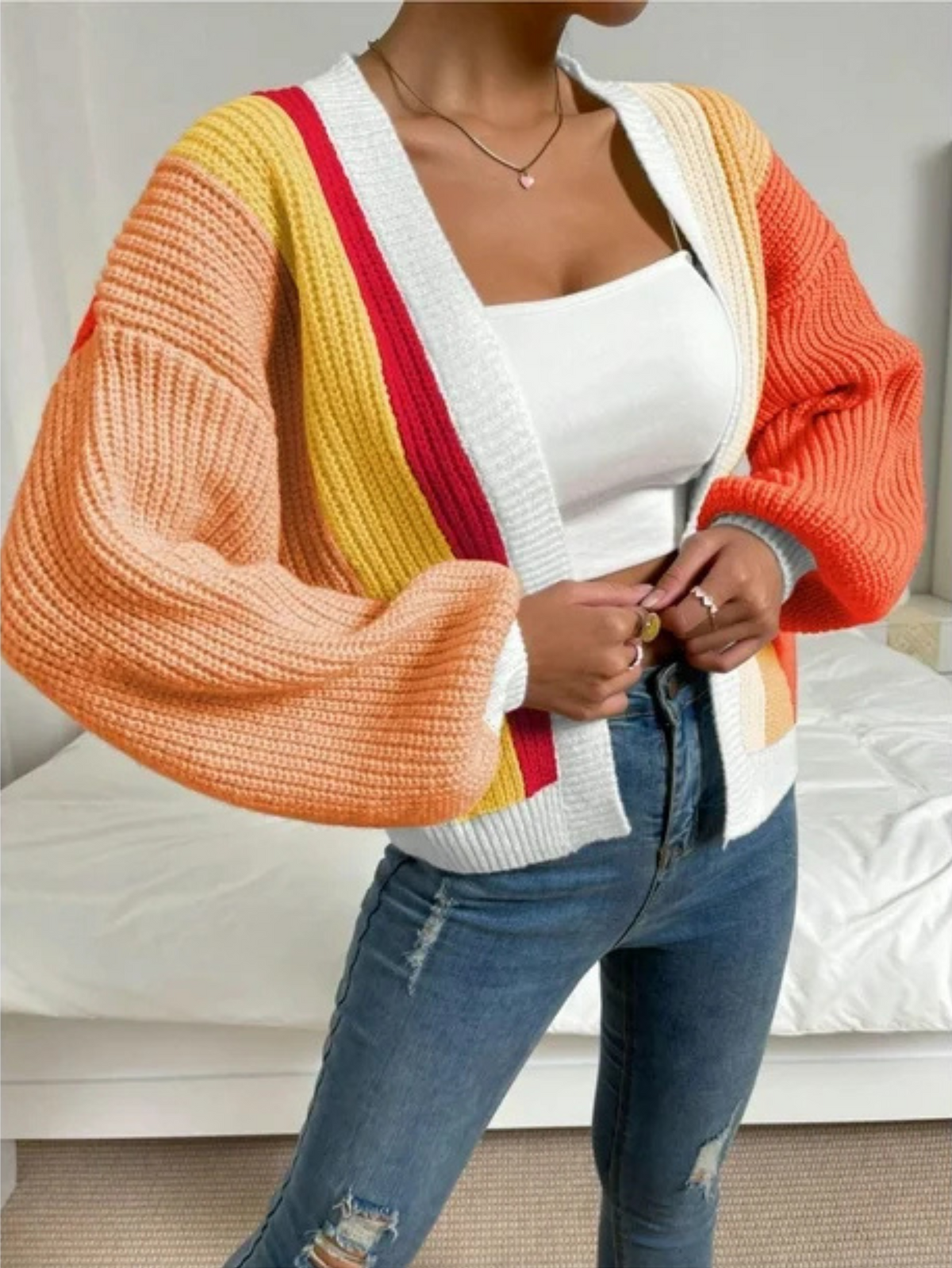Chunky Cardigan for Women | Relaxed Fit with Colour Block Design | S&W - 10 - Stylewhipped