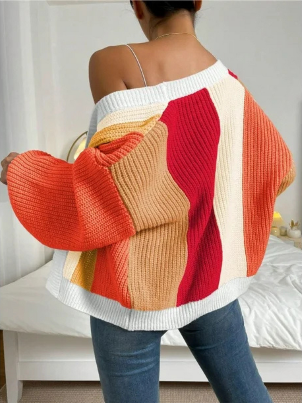Chunky Cardigan for Women | Relaxed Fit with Colour Block Design | S&W - 11 - Stylewhipped