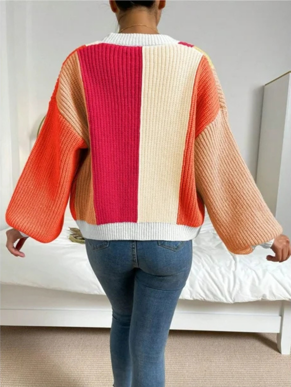 Chunky Cardigan for Women | Relaxed Fit with Colour Block Design | S&W - 12 - Stylewhipped