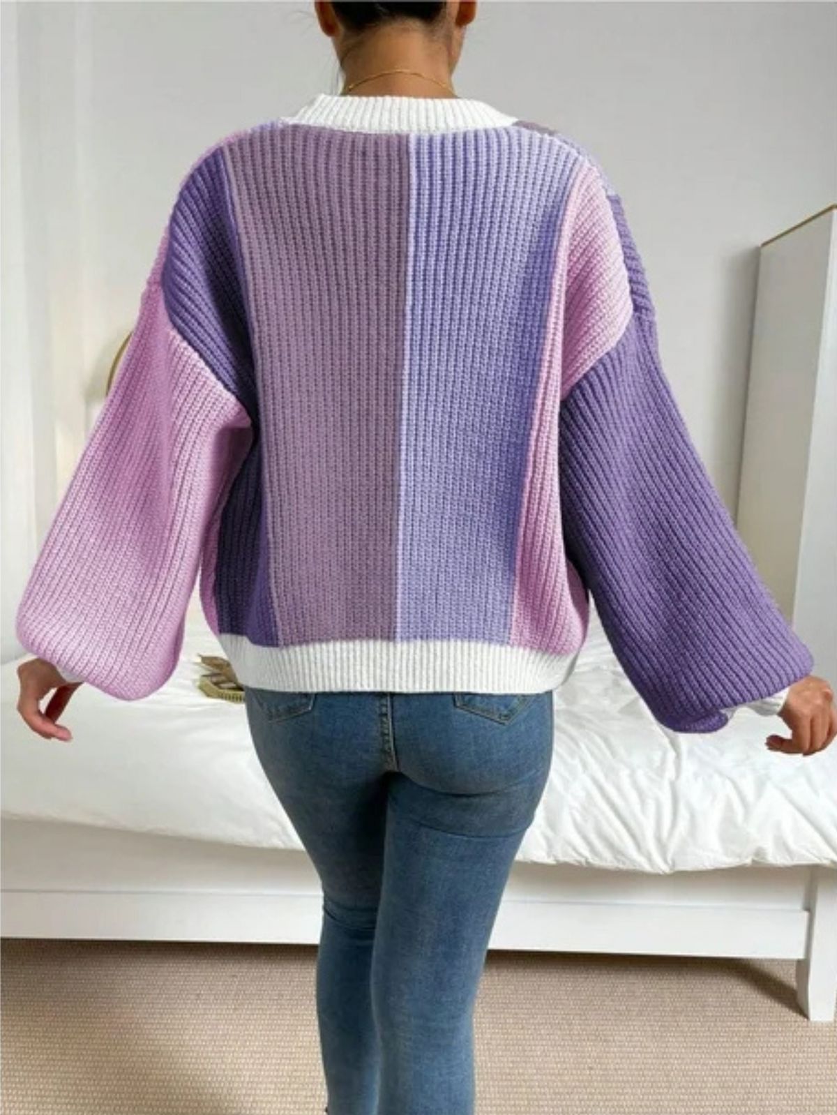 Chunky Cardigan for Women | Relaxed Fit with Colour Block Design | S&W - 14 - Stylewhipped