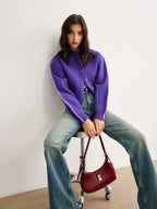 Cardigan Women’s Relaxed Fit in Purple with Button Closure | S&W - 1 - Stylewhipped