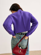 Cardigan Women’s Relaxed Fit in Purple with Button Closure | S&W - 5 - Stylewhipped
