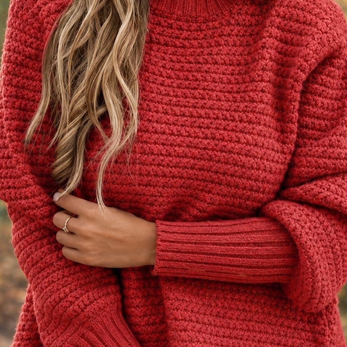 Chunky Knit Pullover Women's Relaxed Fit with Side Slits | S&W - 2 - Stylewhipped