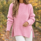 Chunky Knit Pullover Women's Relaxed Fit with Side Slits | S&W - 6 - Stylewhipped