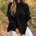 Chunky Knit Pullover Women's Relaxed Fit with Side Slits | S&W - 7 - Stylewhipped