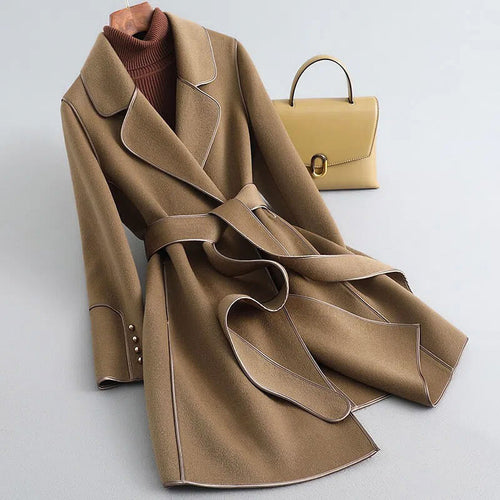 Belted Trench Coat Women's Tailored Design with Statement Buttons | S&W - 2 - Stylewhipped