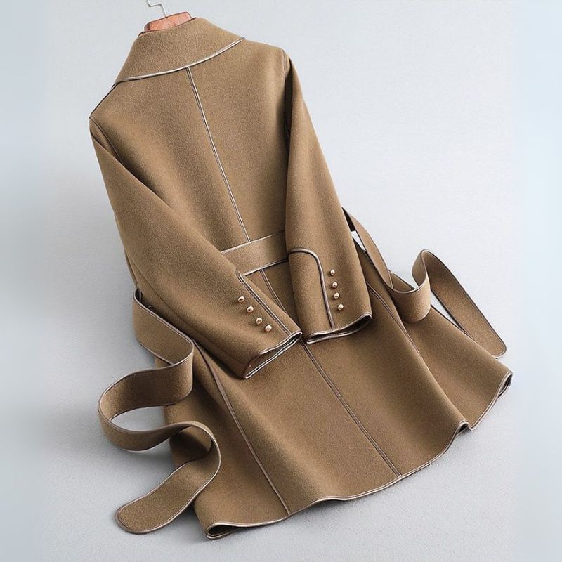 Belted Trench Coat Women's Tailored Design with Statement Buttons | S&W - 3 - Stylewhipped