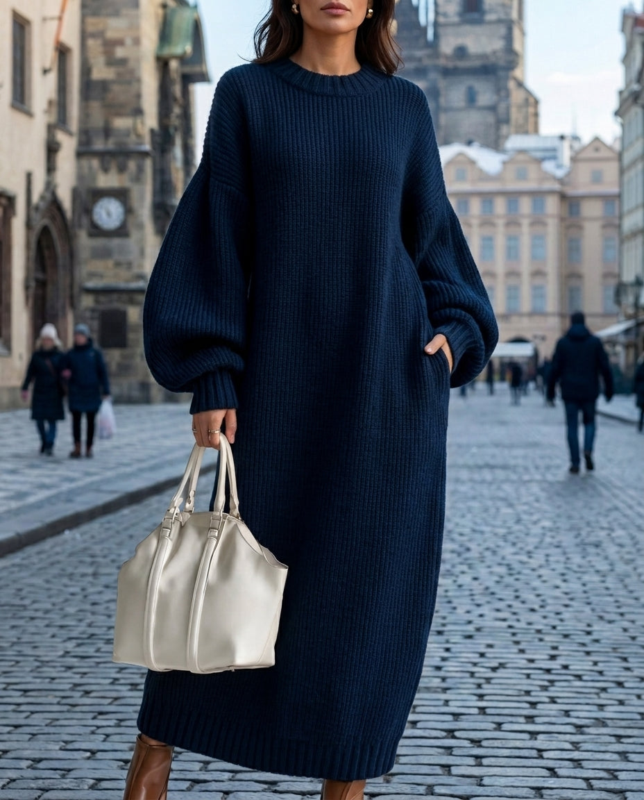 Maxi Dress Women with Balloon Sleeves and Relaxed Fit | S&W - 3 - Stylewhipped