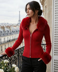 Cardigan Women's Zip-Up with Faux Fur Trim | S&W - 1 - Stylewhipped