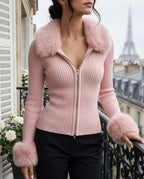Cardigan Women's Zip-Up with Faux Fur Trim | S&W - 3 - Stylewhipped
