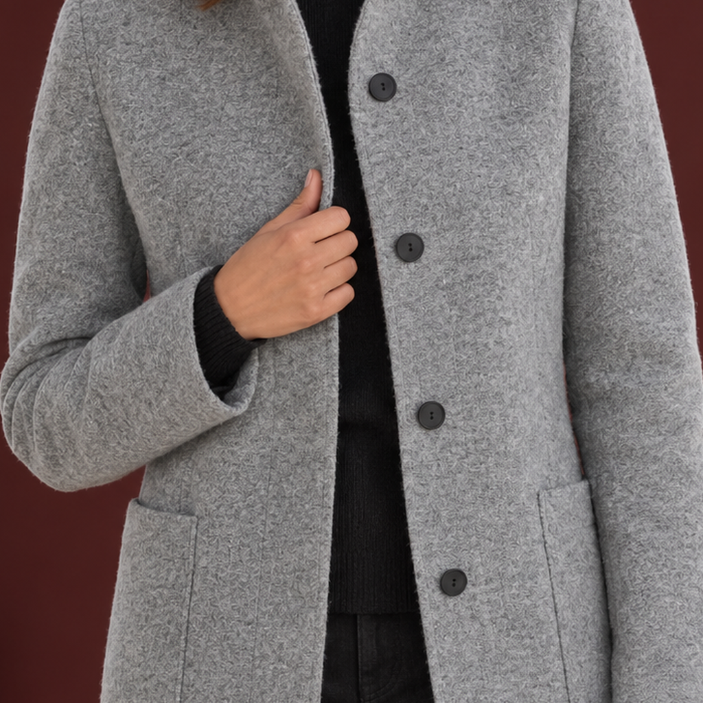 Coat for Women with Straight Fit and Stand Collar - 2 - Stylewhipped