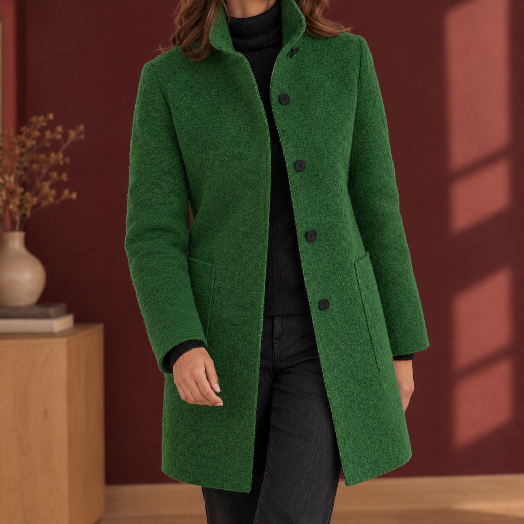 Coat for Women with Straight Fit and Stand Collar - 5 - Stylewhipped