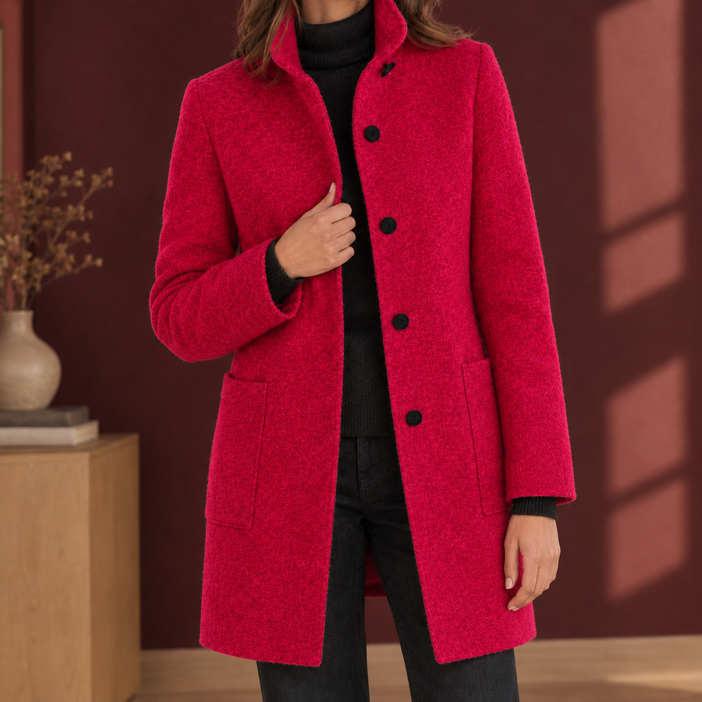 Coat for Women with Straight Fit and Stand Collar - 6 - Stylewhipped