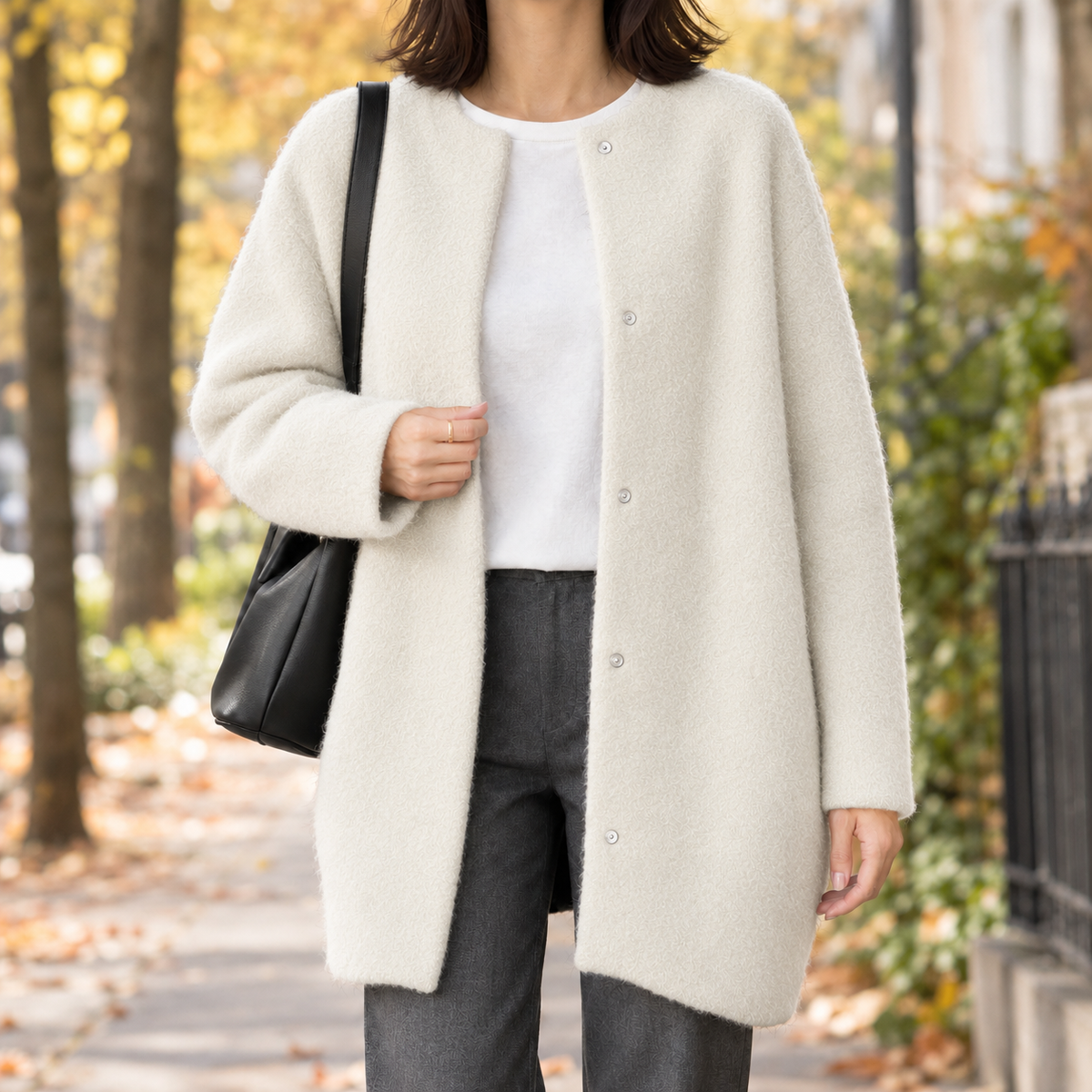 Women's Cardigan with Button Detail and Relaxed Fit - 3 - Stylewhipped